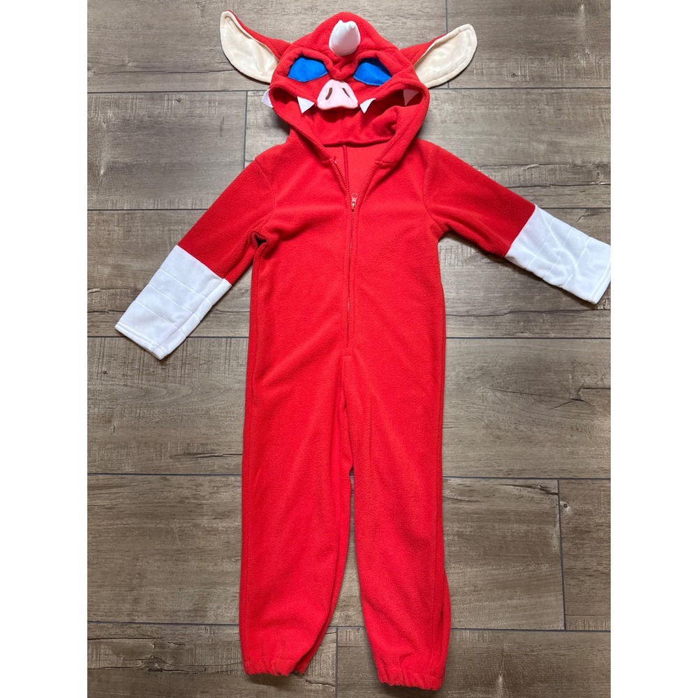 Kids Red Devil Costume Jumpsuit Hooded One‎ Piece Halloween Cosplay